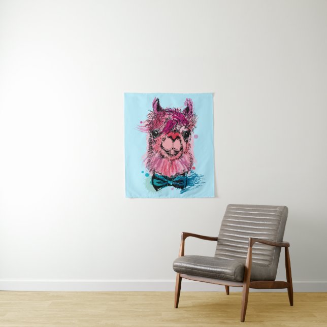 Cute Pink Llama Tapestry (In Situ)
