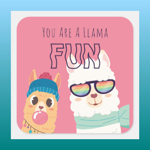 Cute Pink Llama Valentines Day Square Sticker