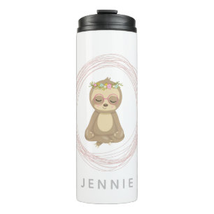 Cute Pink Lotus Yoga Sloth Design Personalized Thermal Tumbler