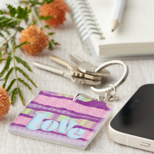 Cute Pink Love Acrylic Keychain