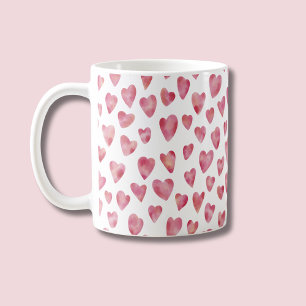 Cute Pink Love Heart Pattern Coffee Mug