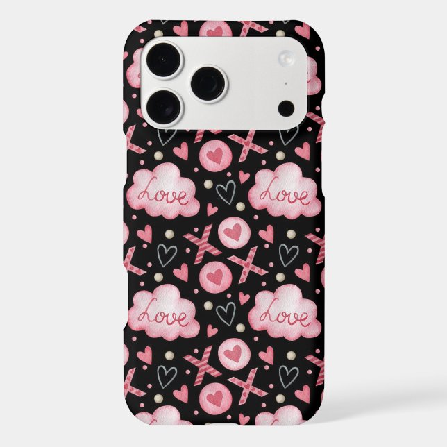 Cute Pink Love Hearts iPhone Case (Back)