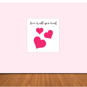 Cute Pink Love Is All You Need Hearts  Poster