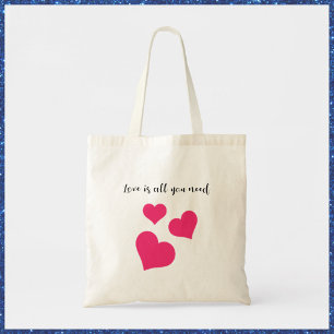 Cute Pink Love Is All You Need Hearts Tote Bag