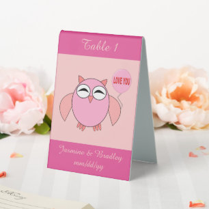 Cute Pink Love You Owl Custom Wedding Reception