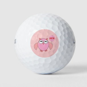 Cute Pink Love You Owl Golf Ball