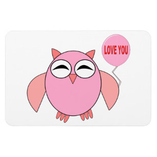 Cute Pink Love You Owl Magnet