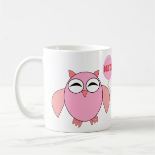 Cute Pink Love You Owl Mug