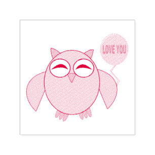 Cute Pink Love You Owl Self Inking Stamp