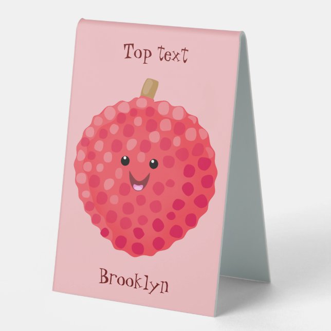 Cute pink lychee cartoon illustration (Front)