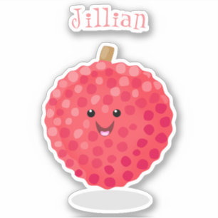 Cute pink lychee cartoon illustration