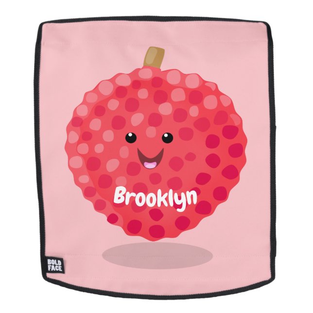 Cute pink lychee cartoon illustration backpack (Removable Face)