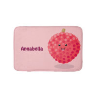 Cute pink lychee cartoon illustration