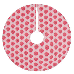 Cute pink lychee cartoon illustration brushed polyester tree skirt