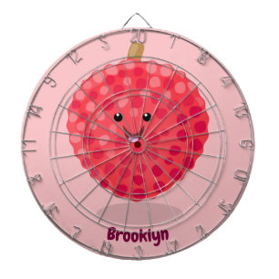 Cute pink lychee cartoon illustration dartboard