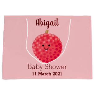 Cute pink lychee cartoon illustration large gift bag