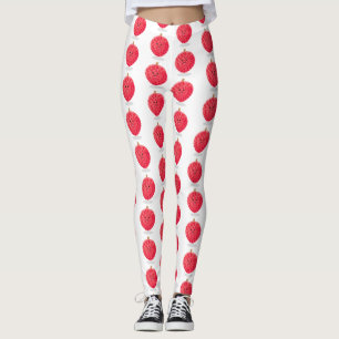 Cute pink lychee cartoon illustration leggings