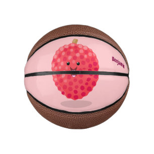 Cute pink lychee cartoon illustration mini basketball