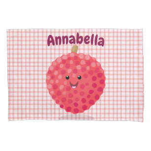 Cute pink lychee cartoon illustration pillowcase