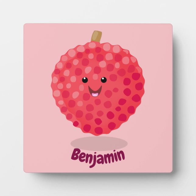 Cute pink lychee cartoon illustration plaque (Front)