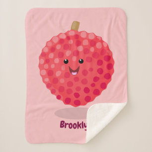 Cute pink lychee cartoon illustration sherpa blanket