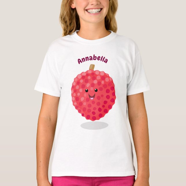 Cute pink lychee cartoon illustration T-Shirt (Front)