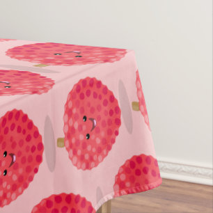 Cute pink lychee cartoon illustration tablecloth