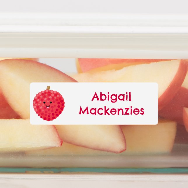 Cute pink lychee fruit cartoon personalised (Affixed)