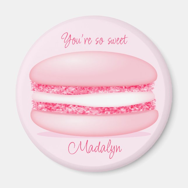 cute pink macaron so sweet girls name magnet (Front)