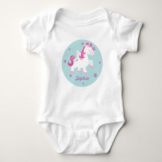 Cute Pink Magical Unicorn Baby Creeper (Front)