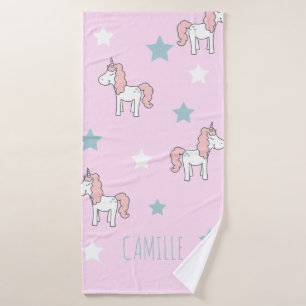 Cute Pink Magical Unicorn Girls Bath Towel