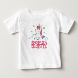 Cute Pink Magical Unicorn I'm Gonna Be Big Sister Baby T-Shirt