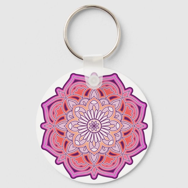 Cute Pink Mandala    Key Ring (Front)