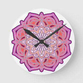 Cute Pink Mandala Round Clock