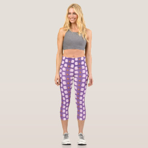 Cute pink marshmallows by camp fire cartoon capri leggings
