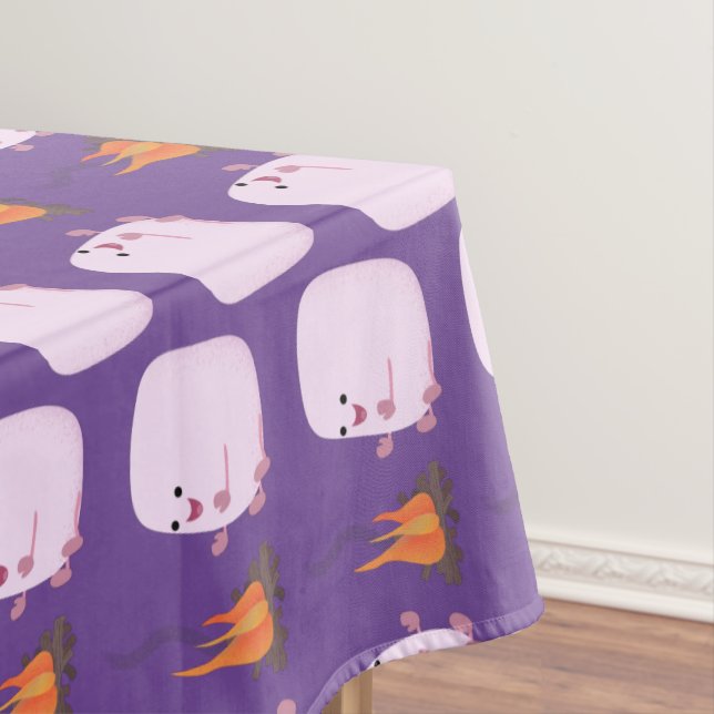Cute pink marshmallows by camp fire cartoon tablecloth (In Situ)