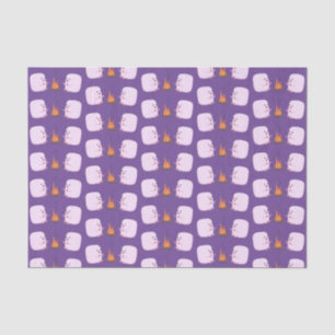 Cute pink marshmallows by camp fire cartoon tissue paper