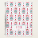 Cute Pink Matryoshka Nesting Doll Planner<br><div class="desc">A cute pink and blue matryoshka pattern decorates this planner. Personalise it with your name and date. Fun for back to school or as a gift. Designed for you by Blackberry Boulevard.</div>