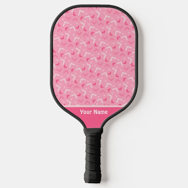 Cute Pink Memphis Pro Pickleball Paddle (Back)