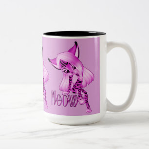 Cute Pink Meow Tiger Cat Coffee Mug