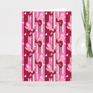 Cute Pink Mermaid pattern Card