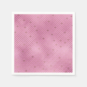 Cute Pink Mermaid Scales for a Birthday Party Napkin