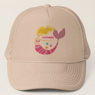 Cute Pink Mermaid Under The Sea Name Trucker Hat