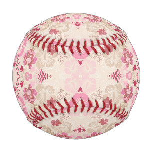 Cute pink modern flowers pattern baseball