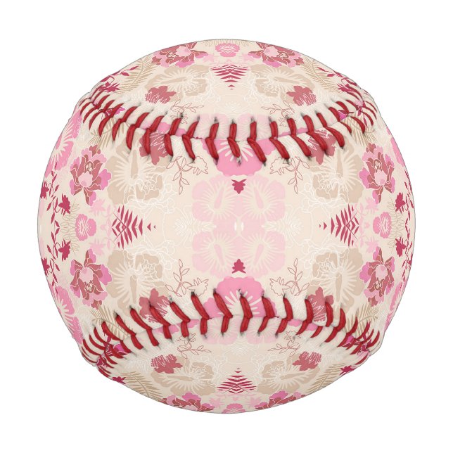 Cute pink modern flowers pattern baseball (Front)