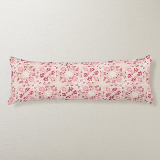 Cute pink modern flowers pattern body cushion (Front)