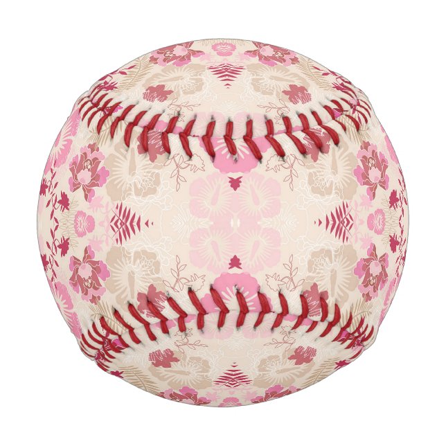 Cute pink modern flowers pattern High-Top sneakers Baseball (Front)