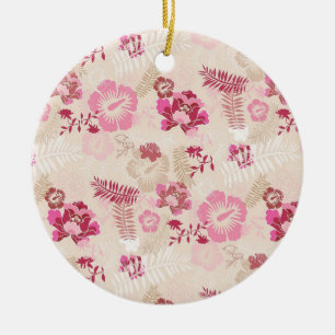 Cute pink modern flowers pattern High-Top sneakers Ceramic Ornament