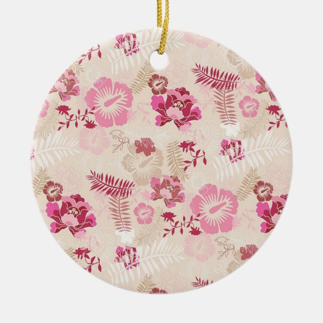 Cute pink modern flowers pattern High-Top sneakers Ceramic Ornament (Front)