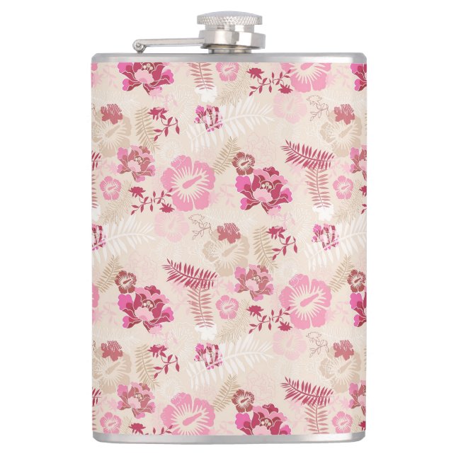 Cute pink modern flowers pattern High-Top sneakers Hip Flask (Front)